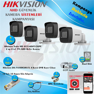 HikvisionGüvenlik Kamera SetleriHikvision AHD 4 Adet 2 Mp Bullet Güvenlik Kamera Seti