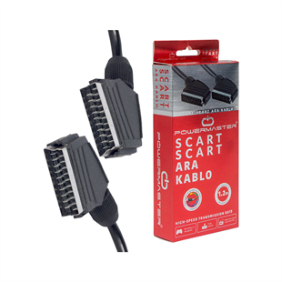 PowermasterScart-Av KablolarPowermaster Tırnaklı Scart Scart Kablo Standart 1.2 Metre 7 Mm