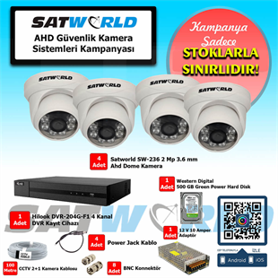 Satworld 2 mp Dome Kamera Ahd Güvenlik Sistem Seti