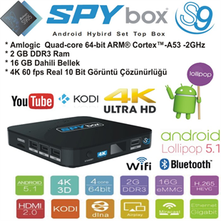 Spybox S9 Android 4K Uhd Uydu Alıcısı